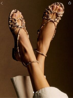 Sezane Gloria Low Sandals Ecru Python